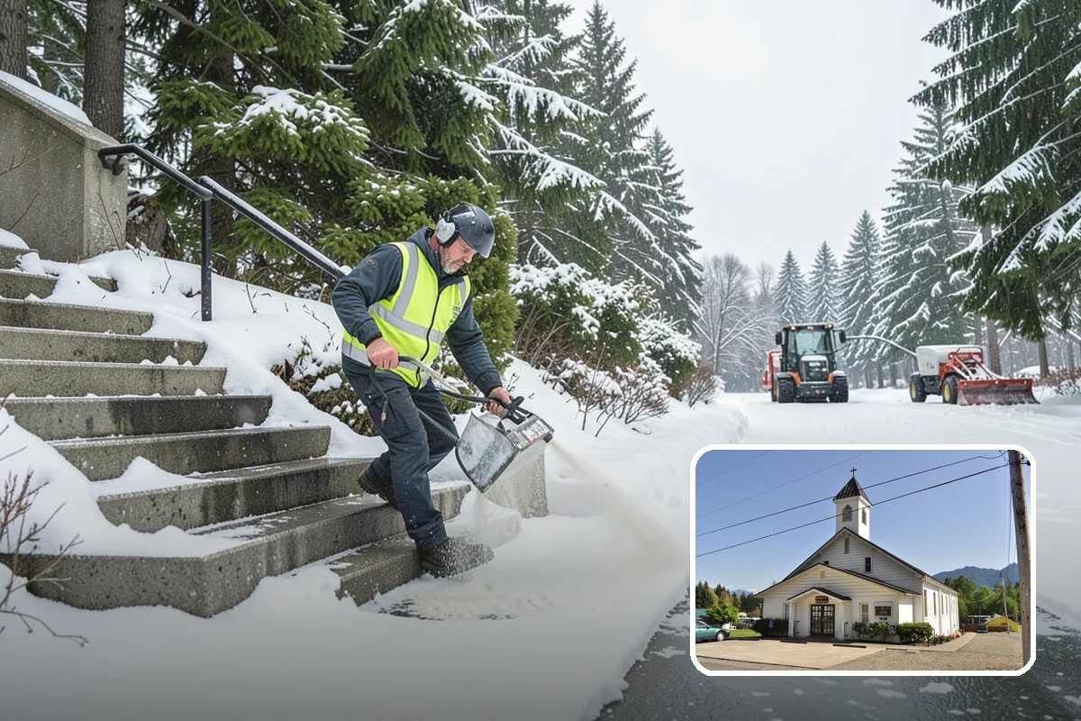 Sidewalk Deicing in Concrete, Skagit County, WA - Stops glare ice from freezing rain