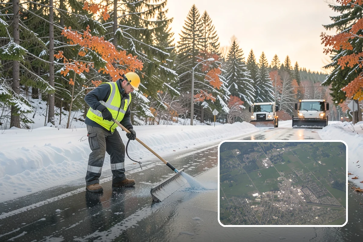 Sidewalk Deicing in Enumclaw, King County, WA - Stops glare ice from freezing rain