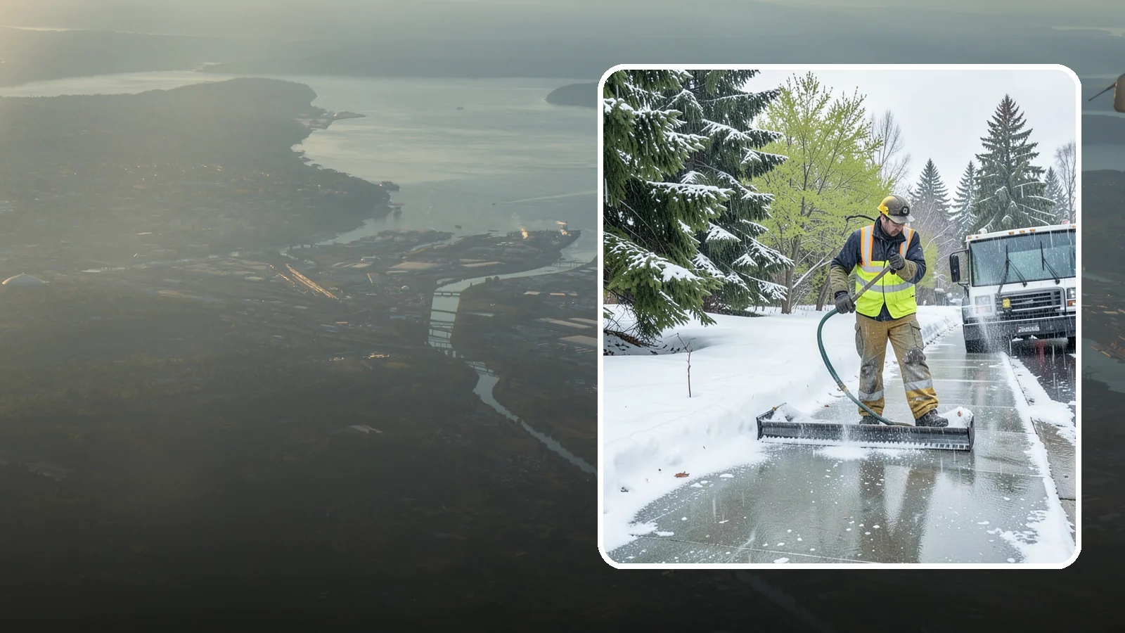 Sidewalk Deicing in Fife, Pierce County, WA - We deice sidewalks to stop the glare ice that forms when Western Washington freezing rain meets cold pavement.