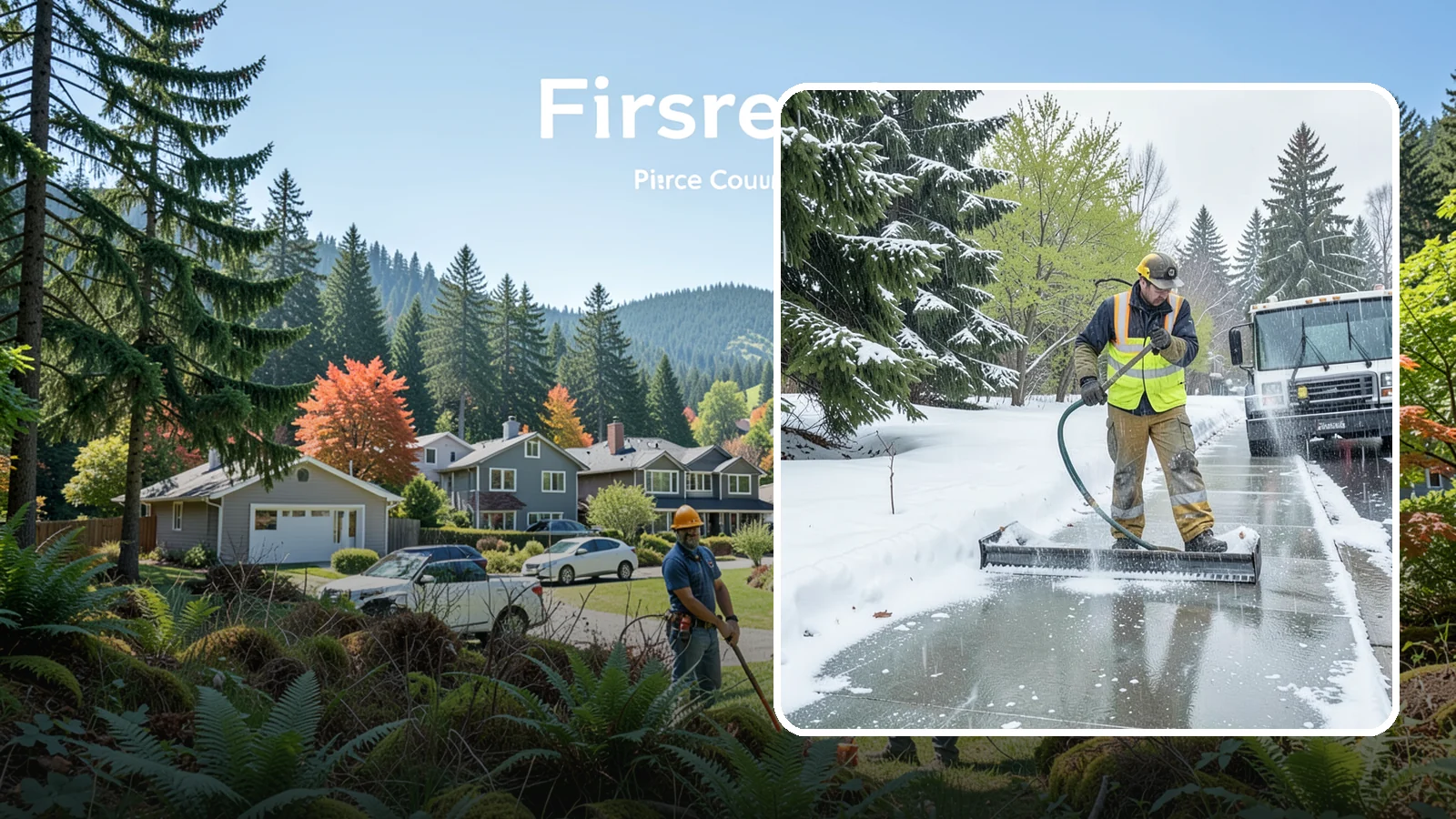 Sidewalk Deicing in Fircrest, Pierce County, WA - We deice sidewalks to stop the glare ice that forms when Western Washington freezing rain meets cold pavement.
