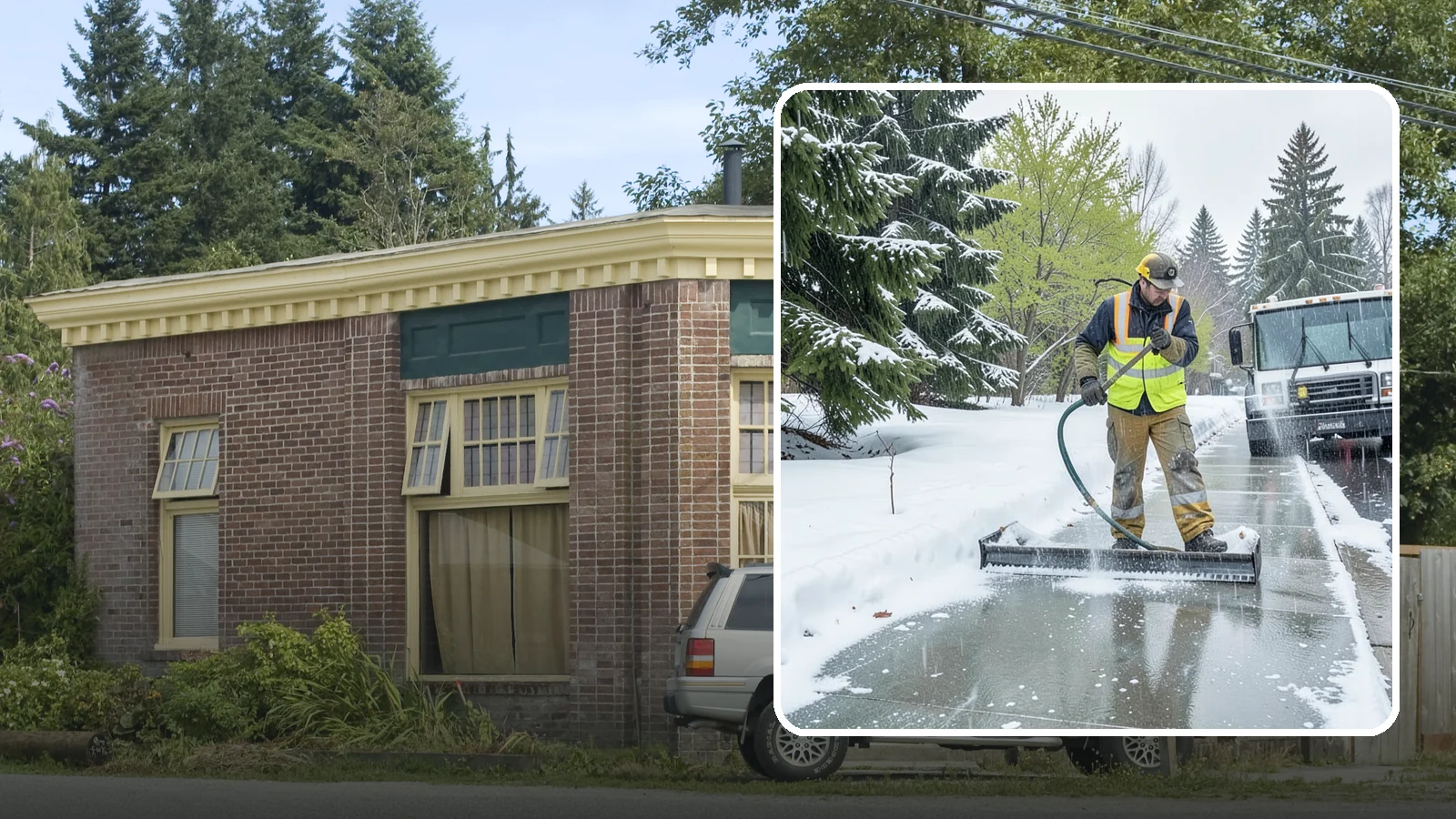 Sidewalk Deicing in Hamilton, Skagit County, WA - We deice sidewalks to stop the glare ice that forms when Western Washington freezing rain meets cold pavement.