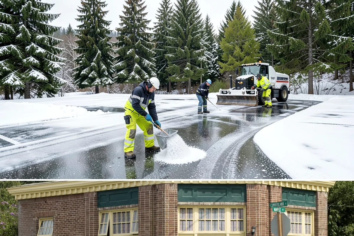 Sidewalk Deicing in Hamilton, Skagit County, WA - Sidewalk deicing is busiest during freezing-rain events from December through February.