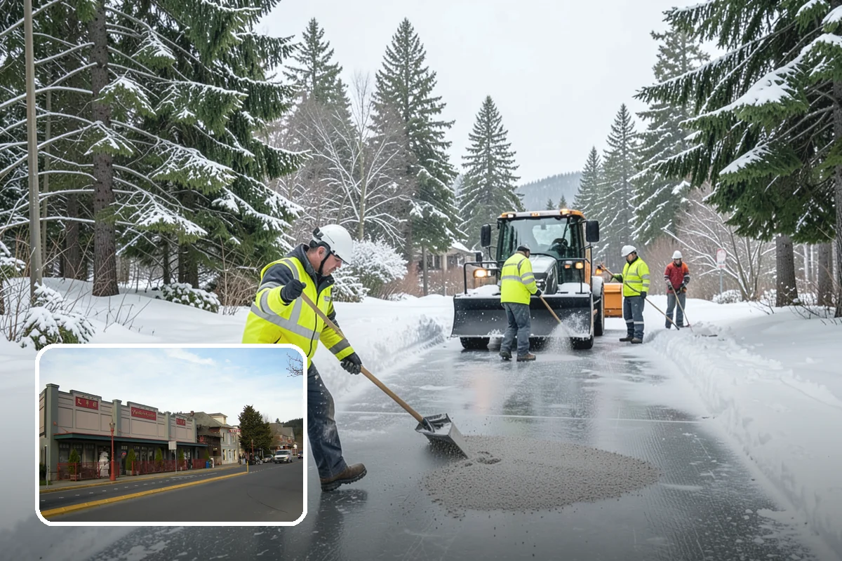 Sidewalk Deicing in Issaquah, King County, WA - Stops glare ice from freezing rain