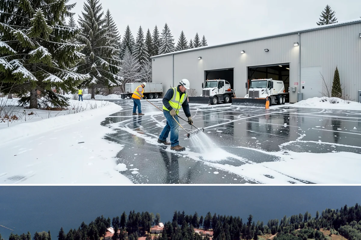 Sidewalk Deicing in Lakewood, Pierce County, WA - Sidewalk deicing is busiest during freezing-rain events from December through February.