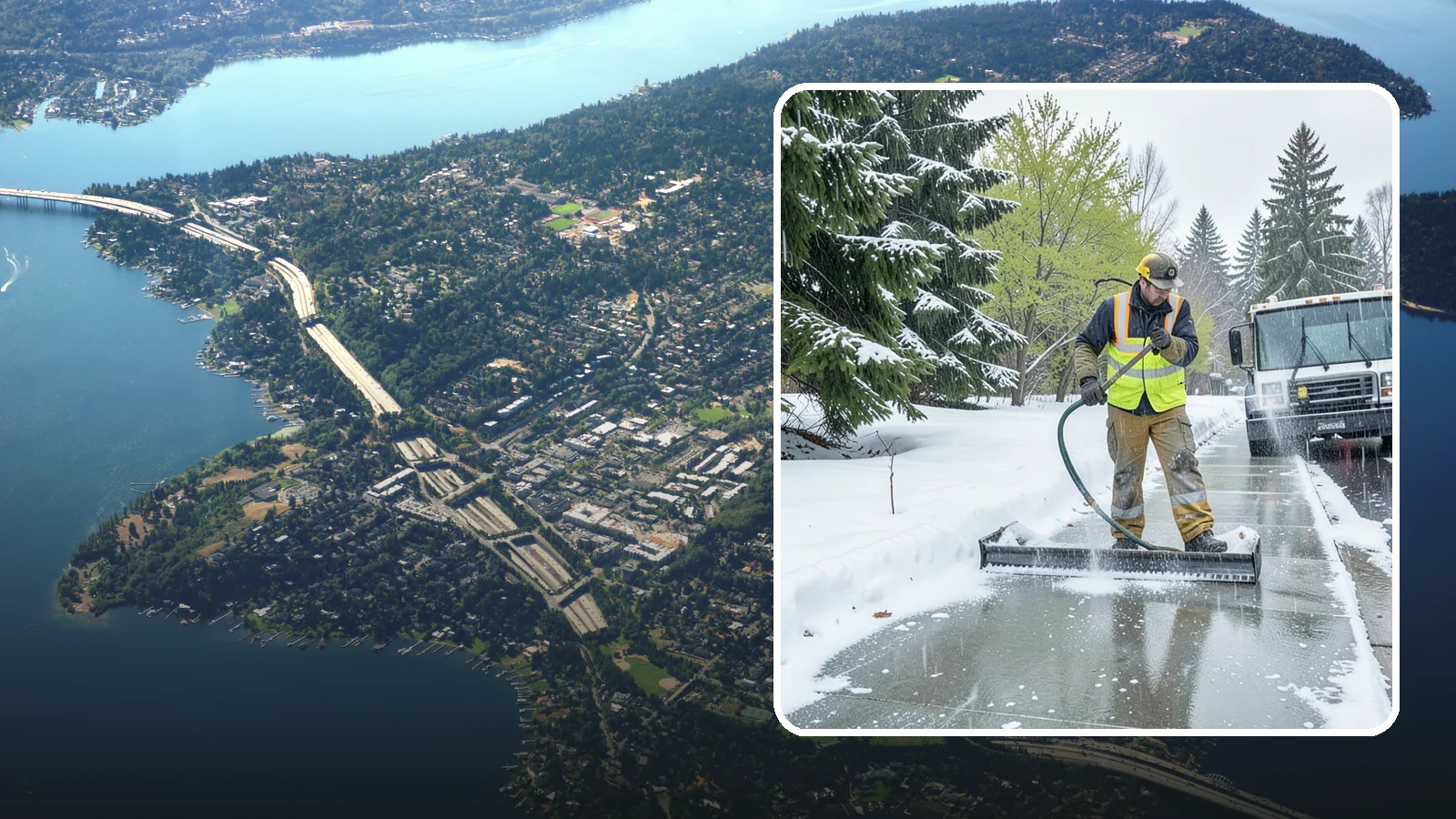 Sidewalk Deicing in Mercer Island, King County, WA - We deice sidewalks to stop the glare ice that forms when Western Washington freezing rain meets cold pavement.