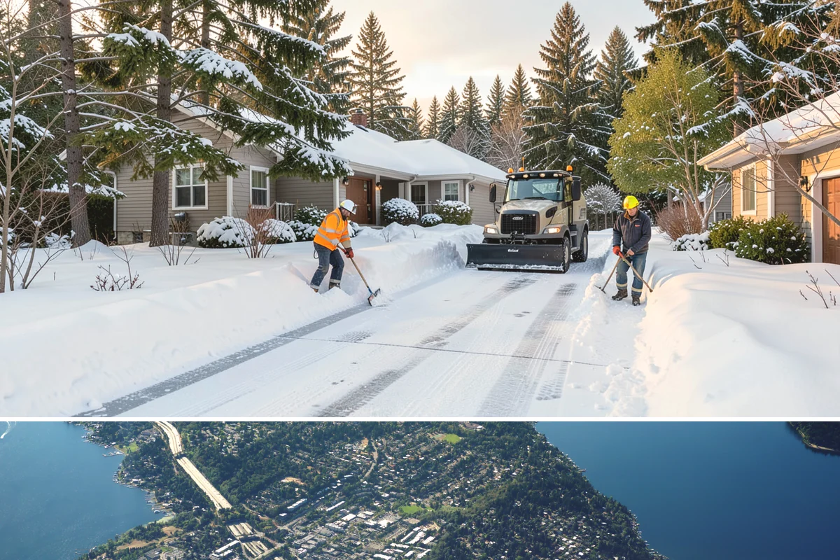 Sidewalk Deicing in Mercer Island, King County, WA - Sidewalk deicing is busiest during freezing-rain events from December through February.