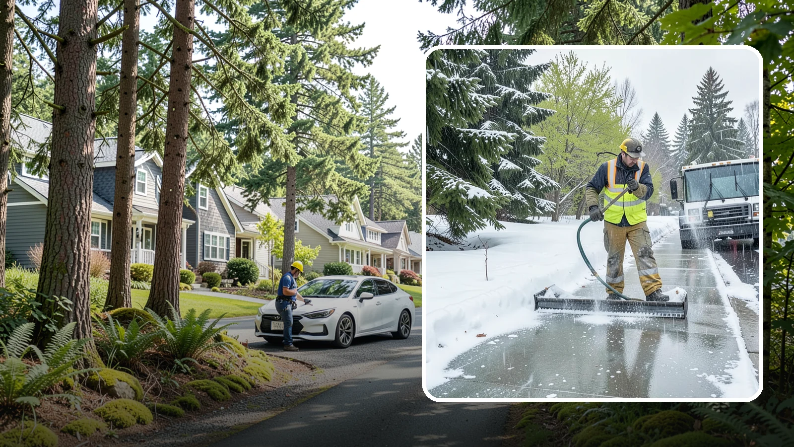 Sidewalk Deicing in Normandy Park, King County, WA - We deice sidewalks to stop the glare ice that forms when Western Washington freezing rain meets cold pavement.