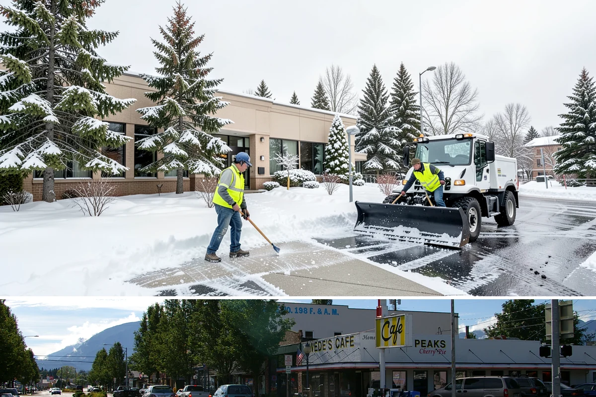 Sidewalk Deicing in North Bend, King County, WA - Sidewalk deicing is busiest during freezing-rain events from December through February.