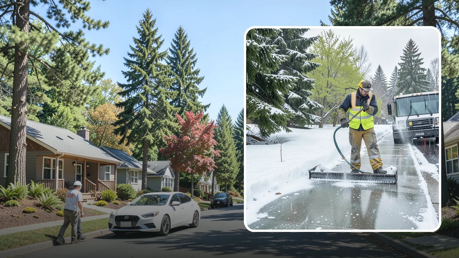 Sidewalk Deicing in Orting, Pierce County, WA - We deice sidewalks to stop the glare ice that forms when Western Washington freezing rain meets cold pavement.