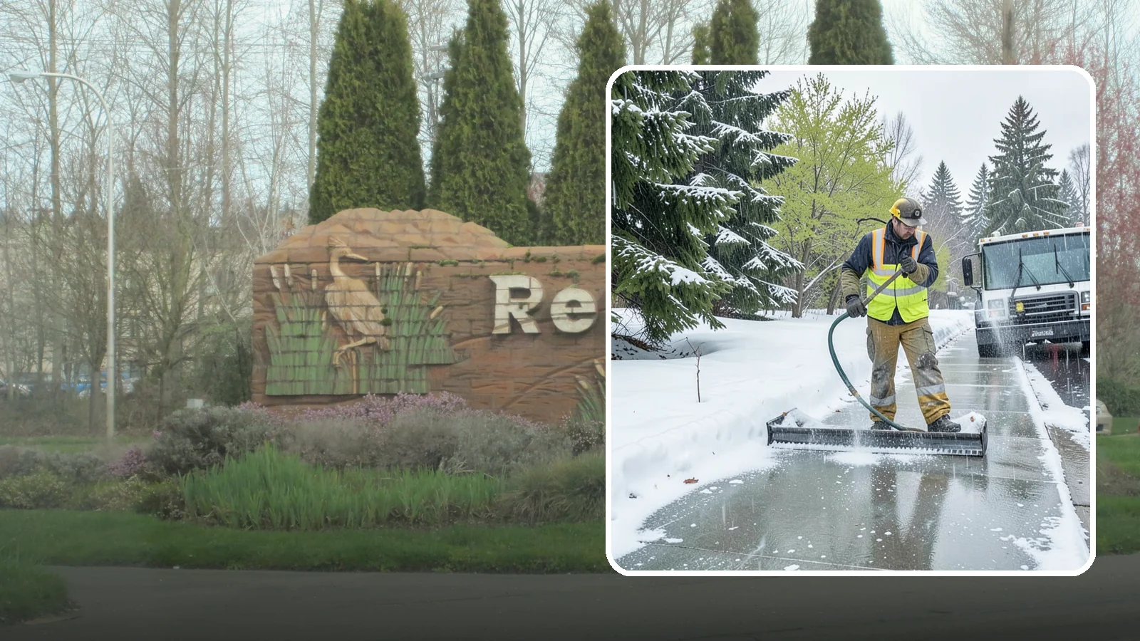 Sidewalk Deicing in Renton, King County, WA - We deice sidewalks to stop the glare ice that forms when Western Washington freezing rain meets cold pavement.