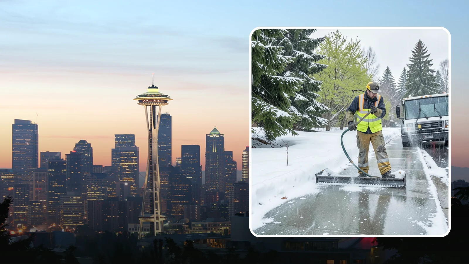 Sidewalk Deicing in Seattle, King County, WA - We deice sidewalks to stop the glare ice that forms when Western Washington freezing rain meets cold pavement.