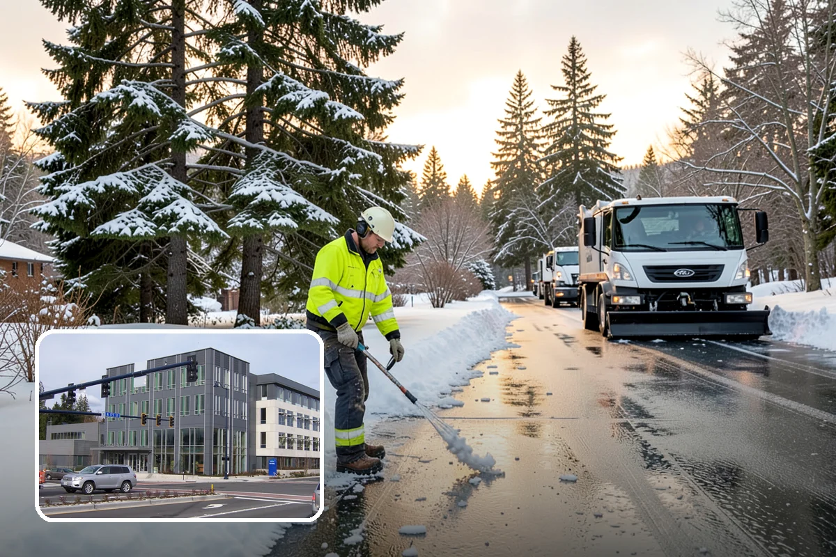 Sidewalk Deicing in Shoreline, King County, WA - Stops glare ice from freezing rain