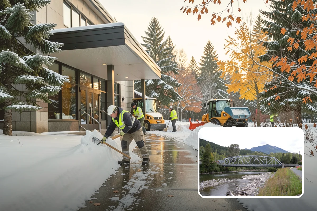 Sidewalk Deicing in Skykomish, King County, WA - Stops glare ice from freezing rain