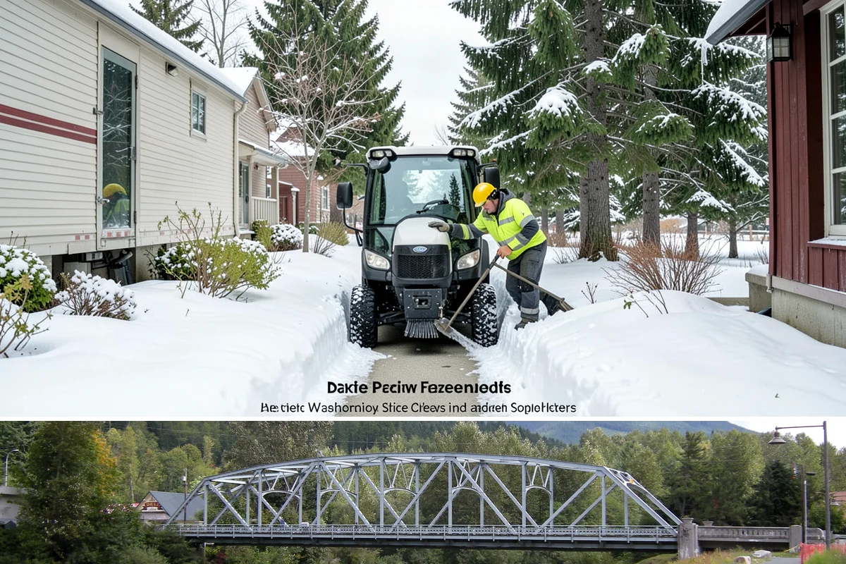 Sidewalk Deicing in Skykomish, King County, WA - Sidewalk deicing is busiest during freezing-rain events from December through February.
