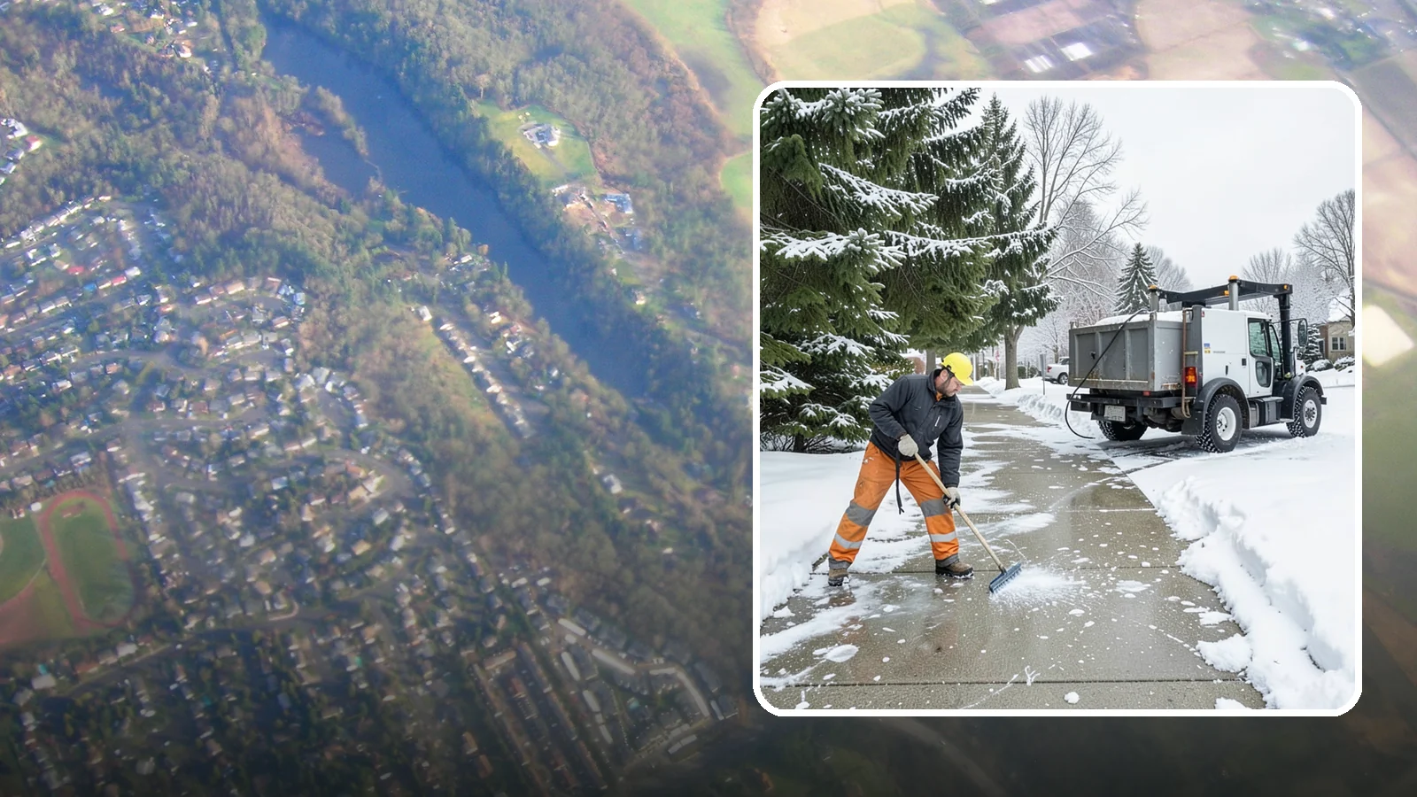 Sidewalk Ice Removal in Algona, King County, WA - We remove bonded sidewalk ice left by thaw-and-refreeze cycles so walks are truly safe.