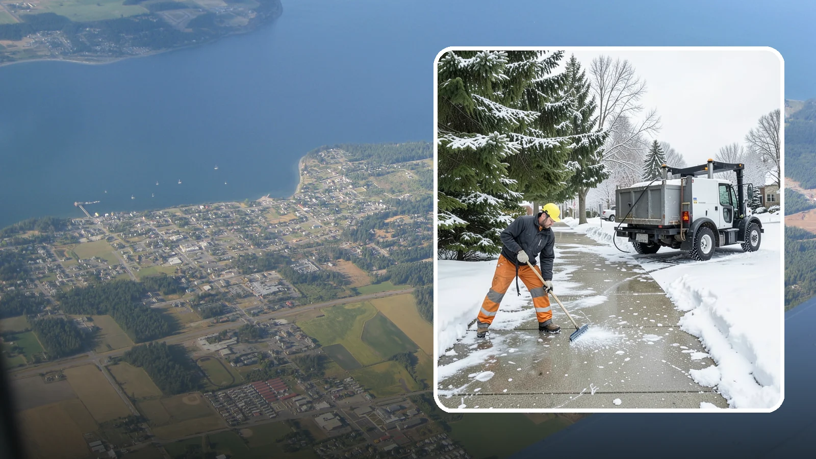 Sidewalk Ice Removal in Coupeville, Island County, WA - We remove bonded sidewalk ice left by thaw-and-refreeze cycles so walks are truly safe.