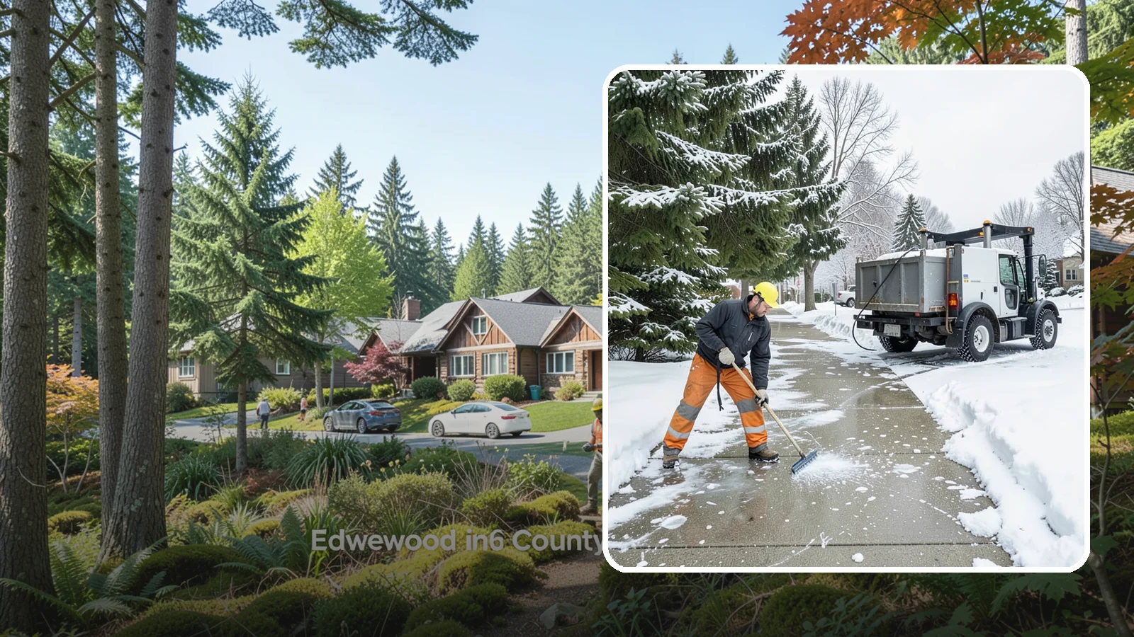 Sidewalk Ice Removal in Edgewood, Pierce County, WA - We remove bonded sidewalk ice left by thaw-and-refreeze cycles so walks are truly safe.