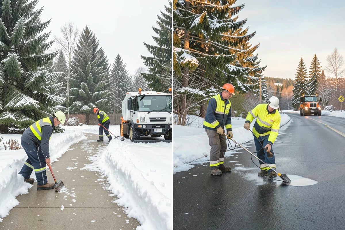 Sidewalk Ice Removal in Edgewood, Pierce County, WA - We identify bonded ice from refreeze cycles