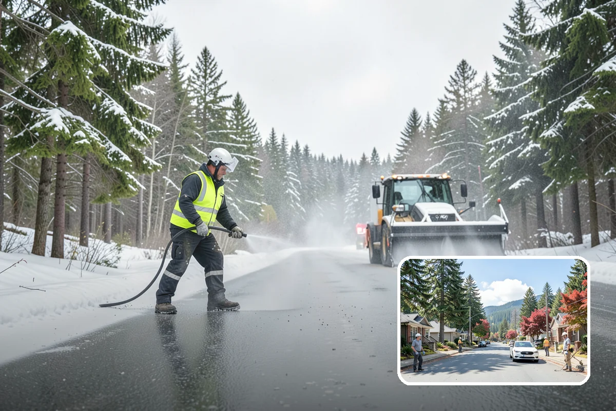Sidewalk Ice Removal in Hunts Point, King County, WA - Removes bonded ice deicer is slow to lift