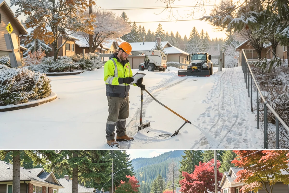 Sidewalk Ice Removal in Hunts Point, King County, WA - Sidewalk ice removal peaks during freeze-thaw stretches from midwinter into spring.