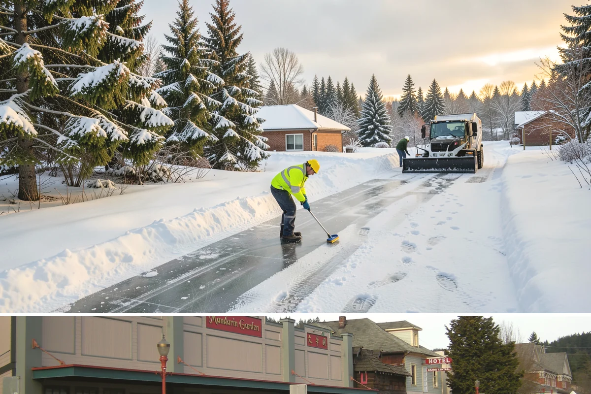Sidewalk Ice Removal in Issaquah, King County, WA - Sidewalk ice removal peaks during freeze-thaw stretches from midwinter into spring.