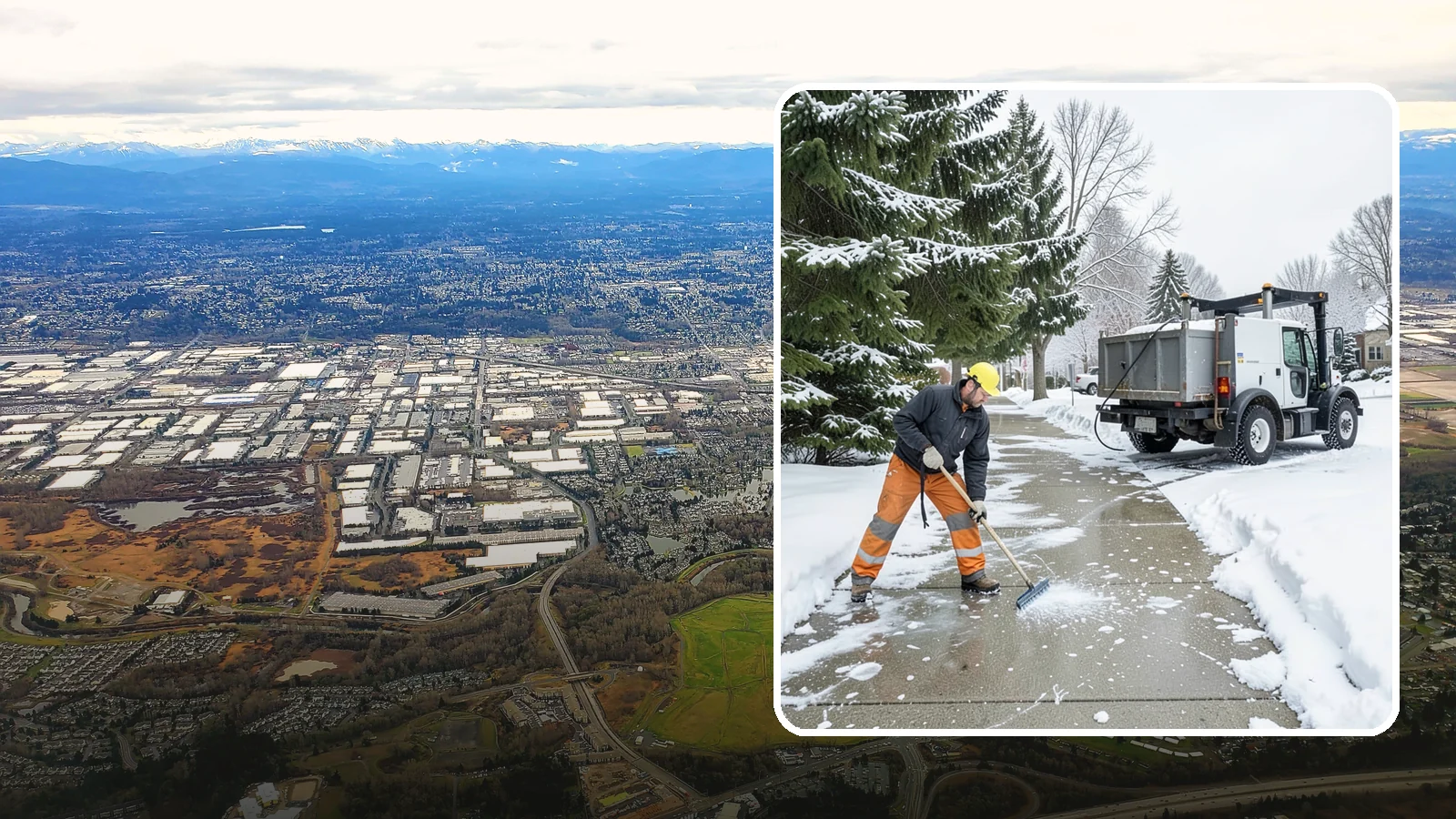 Sidewalk Ice Removal in Kent, King County, WA - We remove bonded sidewalk ice left by thaw-and-refreeze cycles so walks are truly safe.