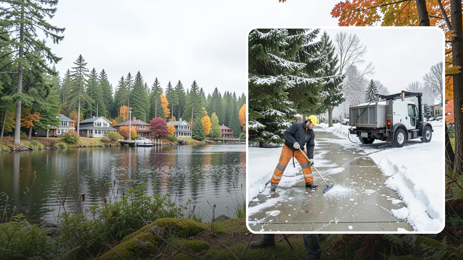 Sidewalk Ice Removal in La Conner, Skagit County, WA - We remove bonded sidewalk ice left by thaw-and-refreeze cycles so walks are truly safe.
