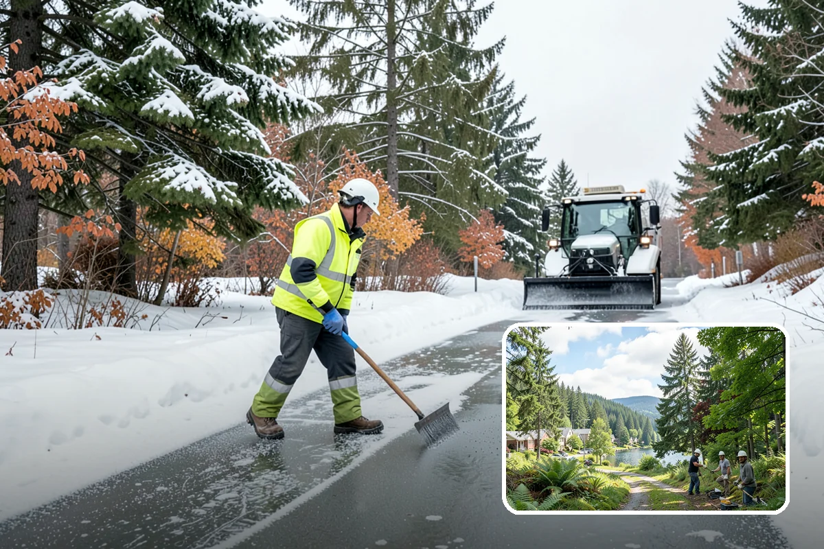 Sidewalk Ice Removal in Lake Forest Park, King County, WA - Removes bonded ice deicer is slow to lift