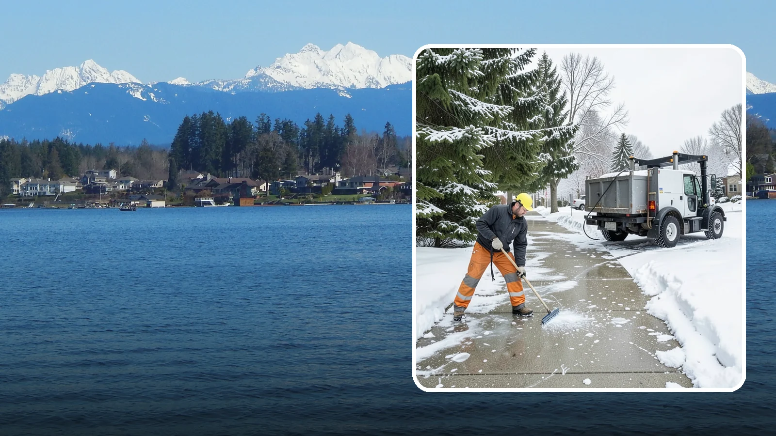 Sidewalk Ice Removal in Lake Stevens, Snohomish County, WA - We remove bonded sidewalk ice left by thaw-and-refreeze cycles so walks are truly safe.
