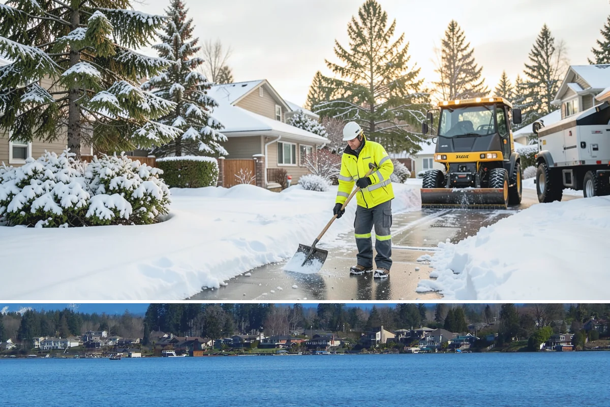 Sidewalk Ice Removal in Lake Stevens, Snohomish County, WA - Sidewalk ice removal peaks during freeze-thaw stretches from midwinter into spring.