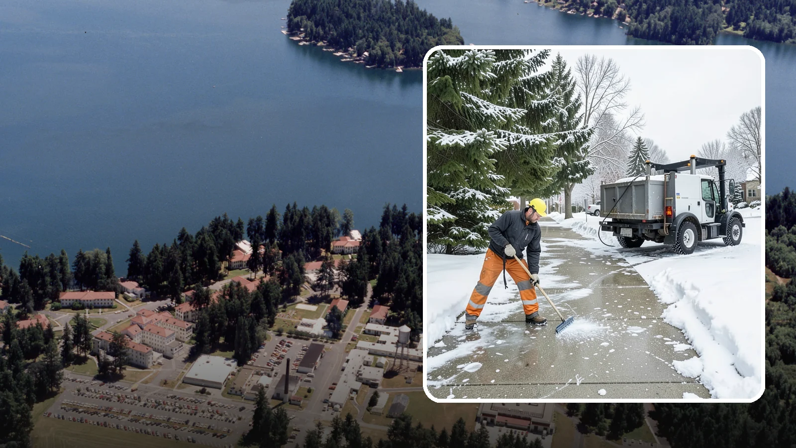 Sidewalk Ice Removal in Lakewood, Pierce County, WA - We remove bonded sidewalk ice left by thaw-and-refreeze cycles so walks are truly safe.