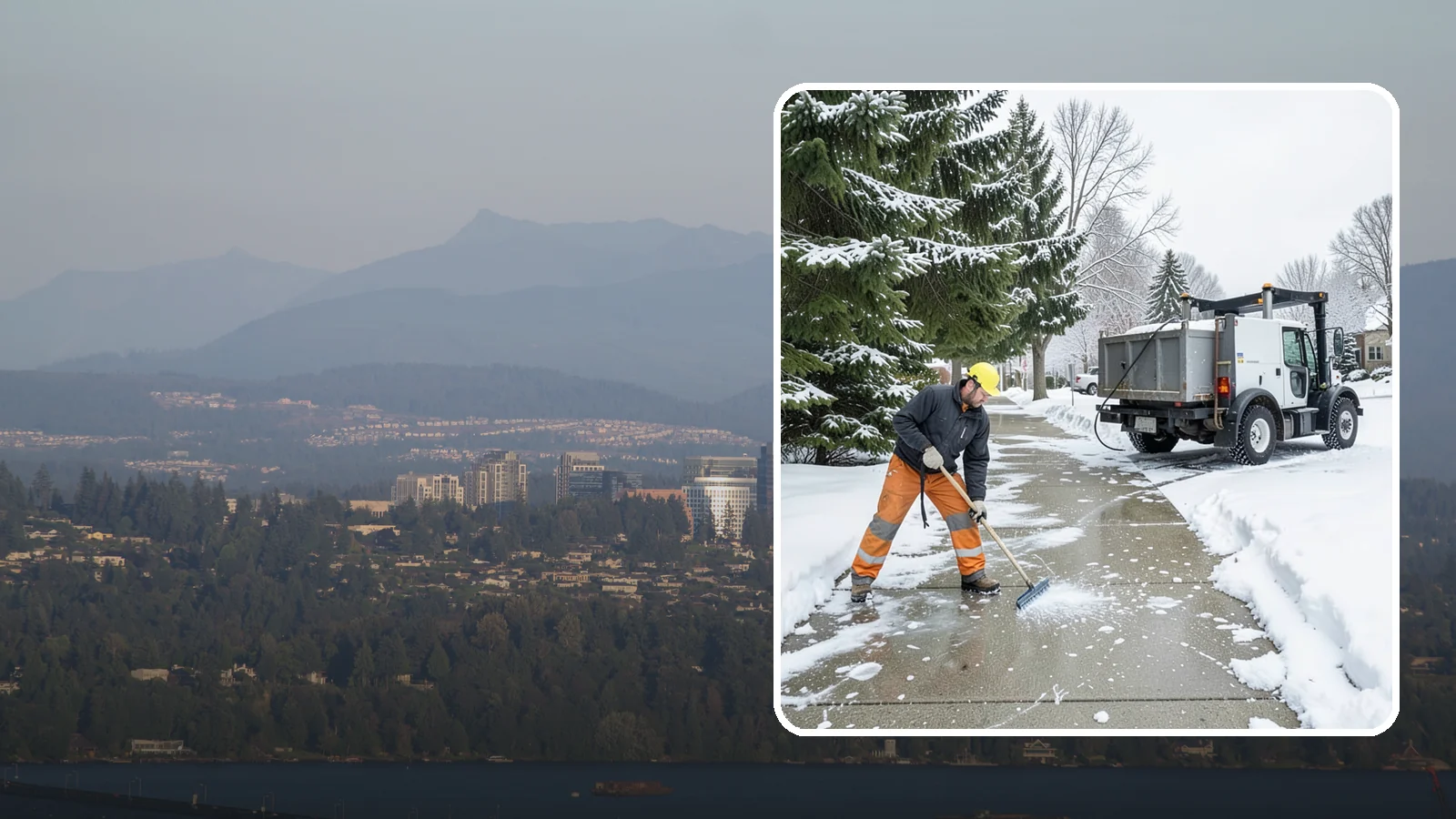 Sidewalk Ice Removal in Medina, King County, WA - We remove bonded sidewalk ice left by thaw-and-refreeze cycles so walks are truly safe.