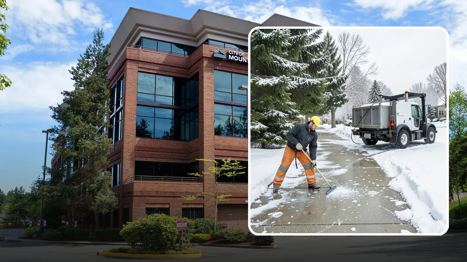 Sidewalk Ice Removal in Mountlake Terrace, Snohomish County, WA - We remove bonded sidewalk ice left by thaw-and-refreeze cycles so walks are truly safe.