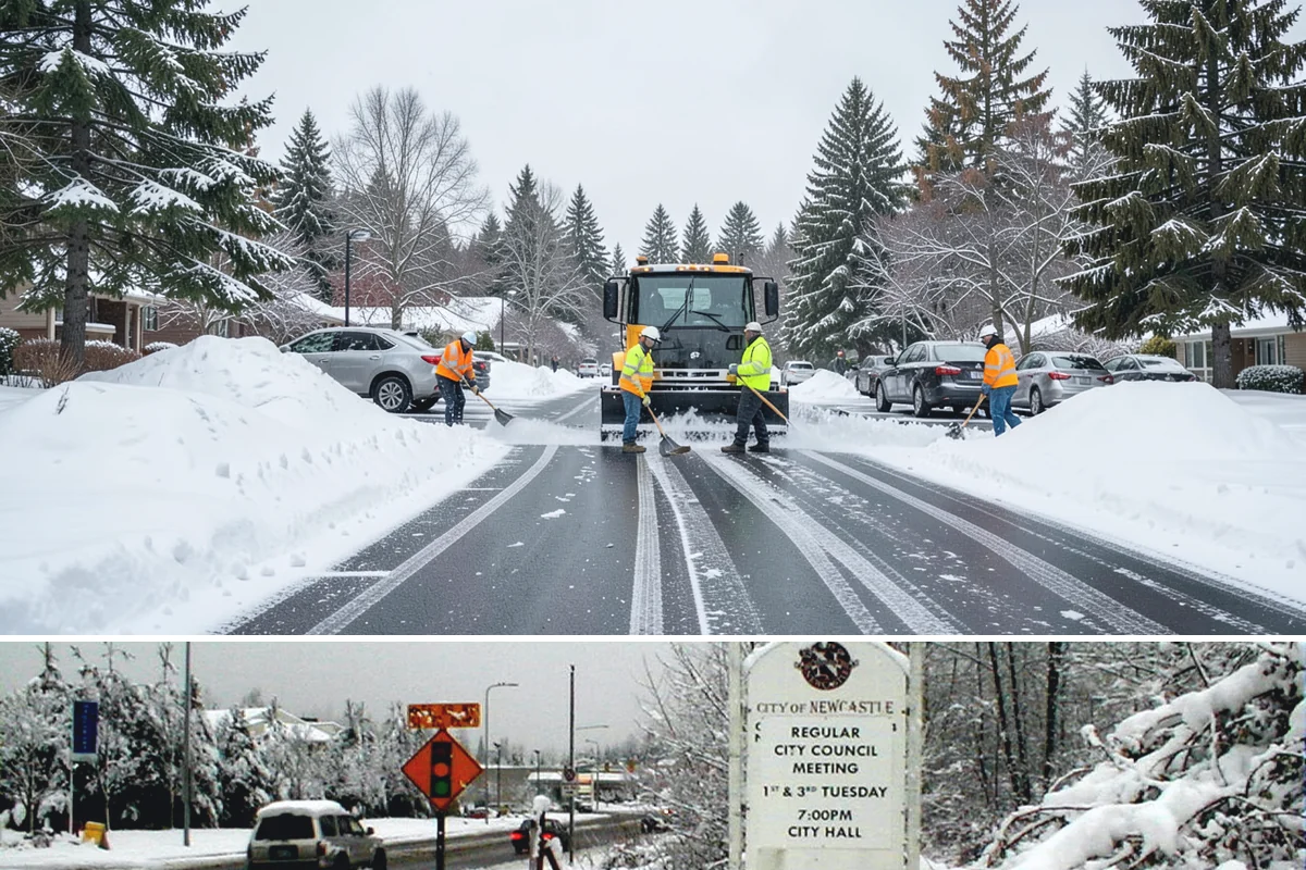 Sidewalk Ice Removal in Newcastle, King County, WA - Sidewalk ice removal peaks during freeze-thaw stretches from midwinter into spring.