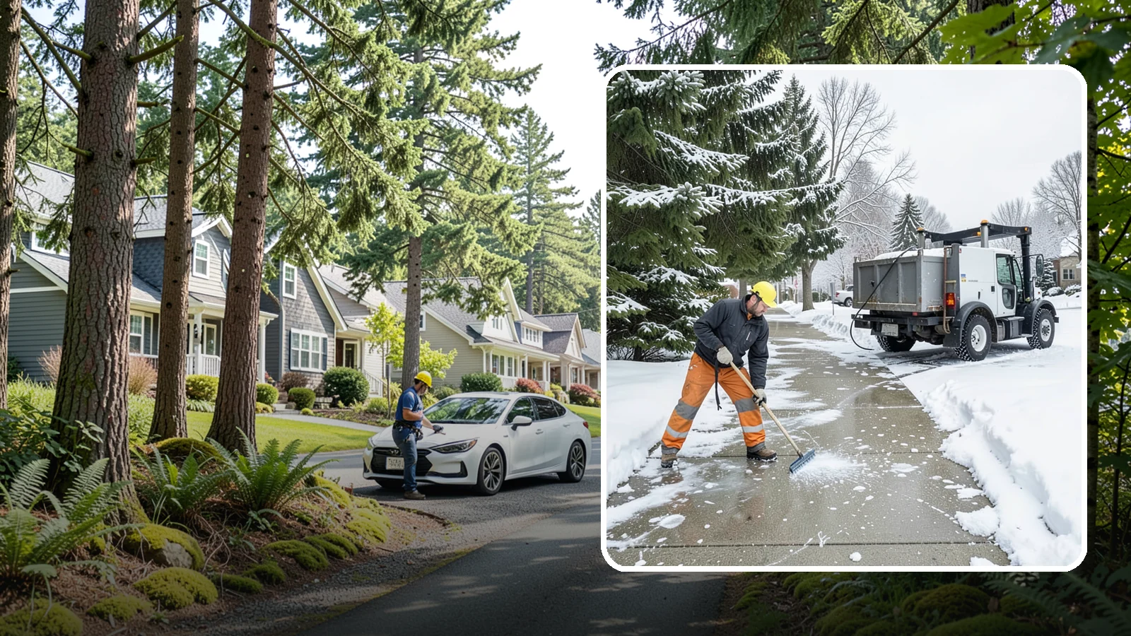 Sidewalk Ice Removal in Normandy Park, King County, WA - We remove bonded sidewalk ice left by thaw-and-refreeze cycles so walks are truly safe.