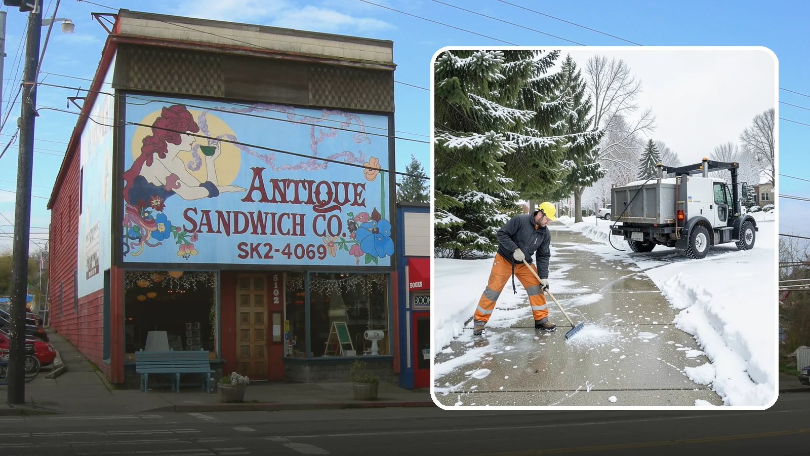 Sidewalk Ice Removal in Ruston, Pierce County, WA - We remove bonded sidewalk ice left by thaw-and-refreeze cycles so walks are truly safe.