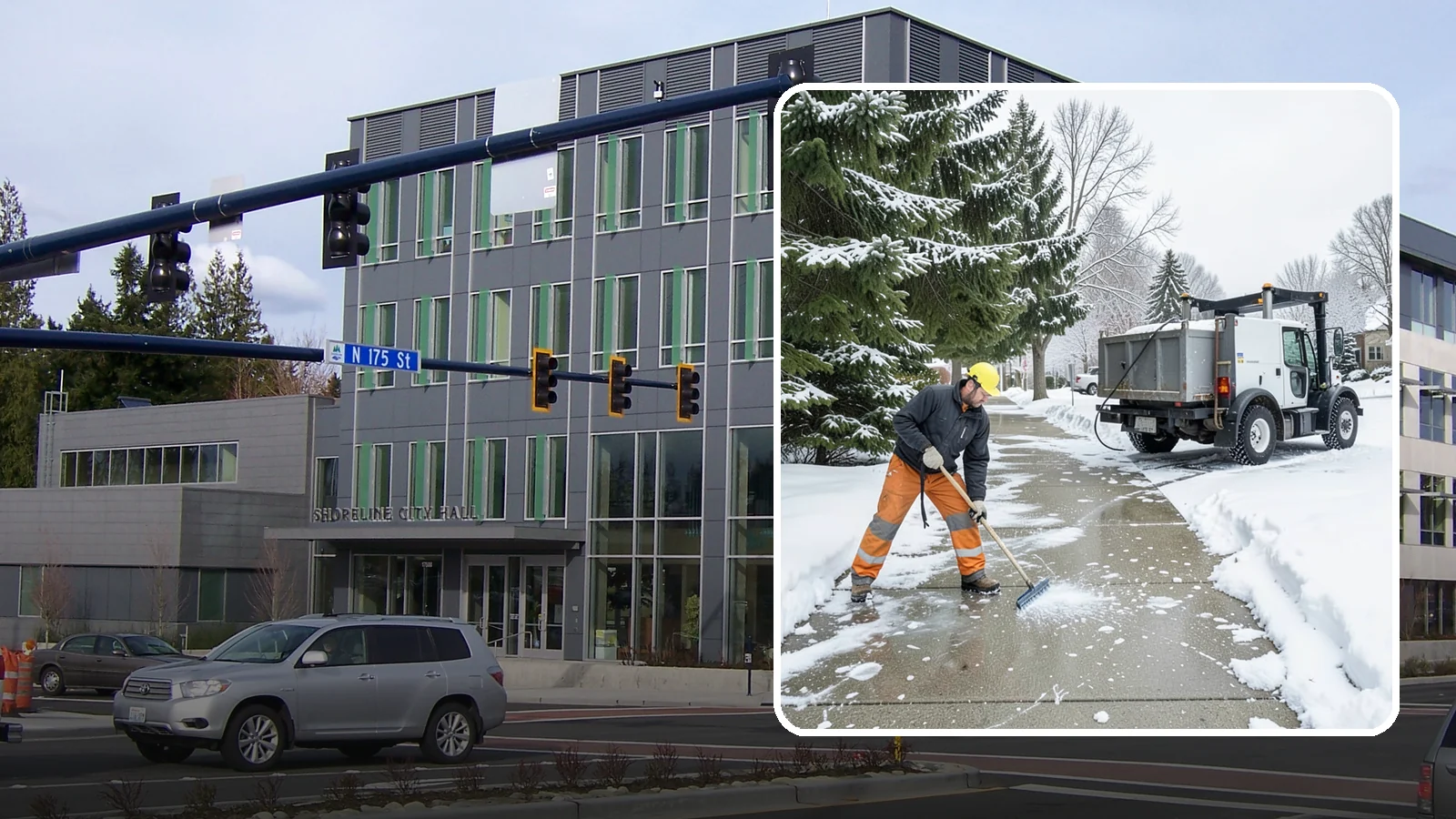 Sidewalk Ice Removal in Shoreline, King County, WA - We remove bonded sidewalk ice left by thaw-and-refreeze cycles so walks are truly safe.
