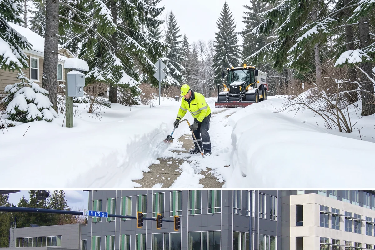 Sidewalk Ice Removal in Shoreline, King County, WA - Sidewalk ice removal peaks during freeze-thaw stretches from midwinter into spring.