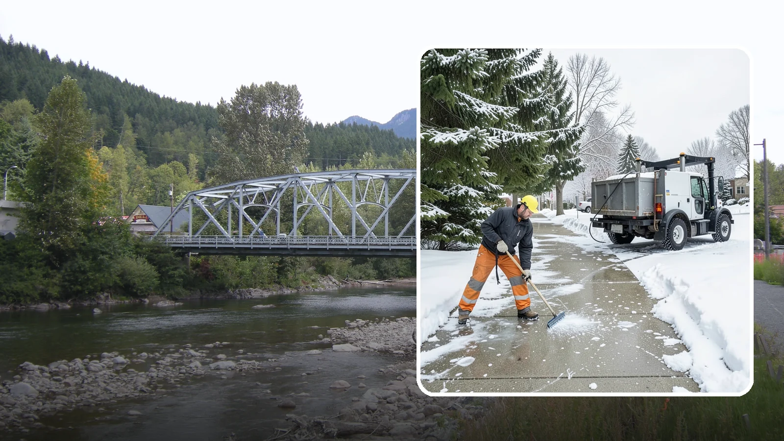 Sidewalk Ice Removal in Skykomish, King County, WA - We remove bonded sidewalk ice left by thaw-and-refreeze cycles so walks are truly safe.