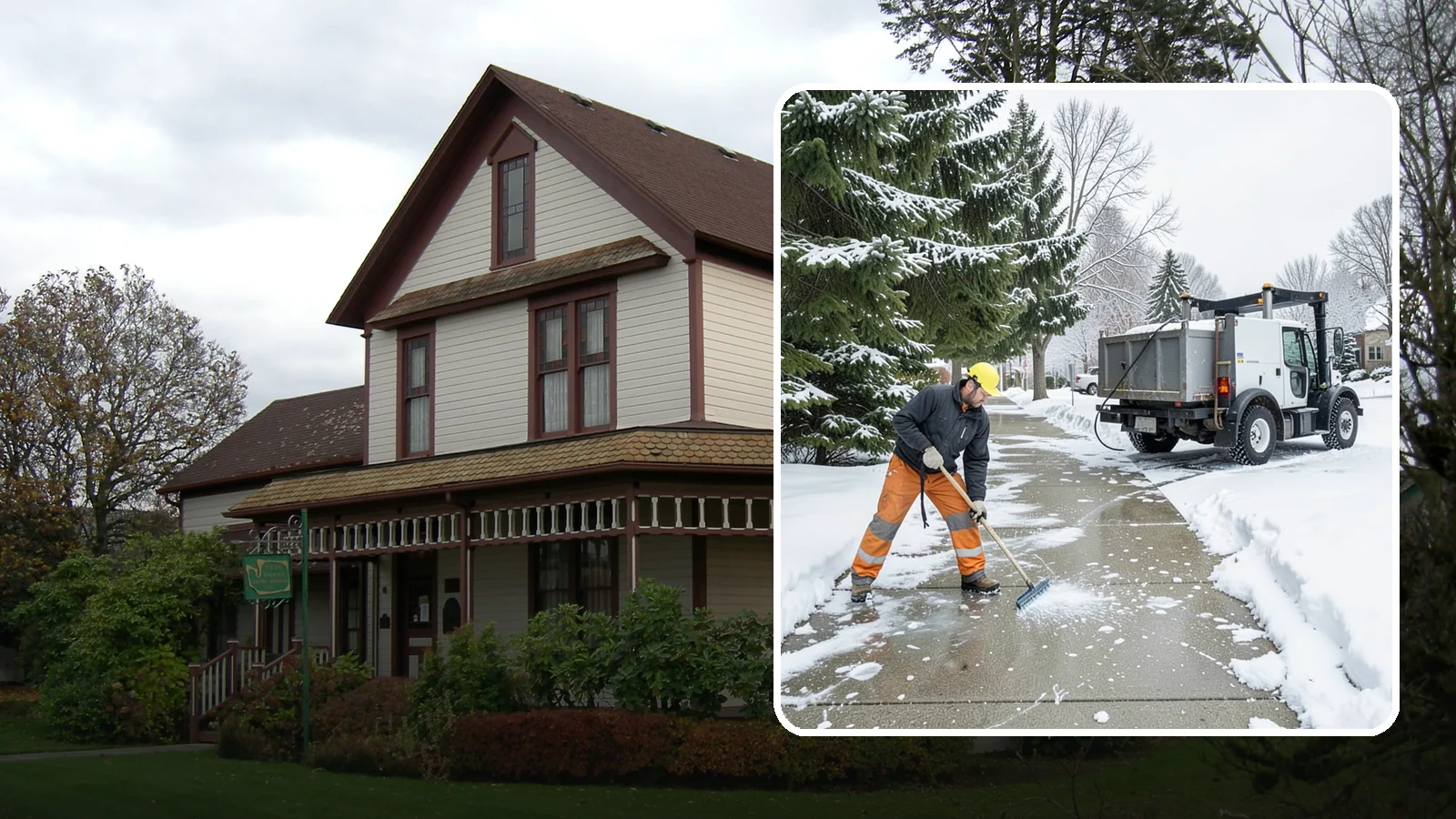 Sidewalk Ice Removal in Sumner, Pierce County, WA - We remove bonded sidewalk ice left by thaw-and-refreeze cycles so walks are truly safe.