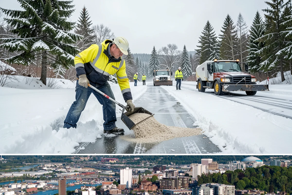 Sidewalk Ice Removal in Tacoma, Pierce County, WA - Sidewalk ice removal peaks during freeze-thaw stretches from midwinter into spring.