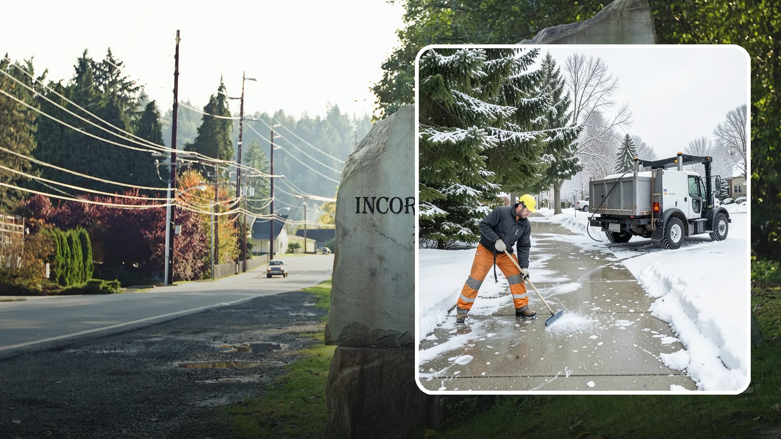 Sidewalk Ice Removal in Wilkeson, Pierce County, WA - We remove bonded sidewalk ice left by thaw-and-refreeze cycles so walks are truly safe.