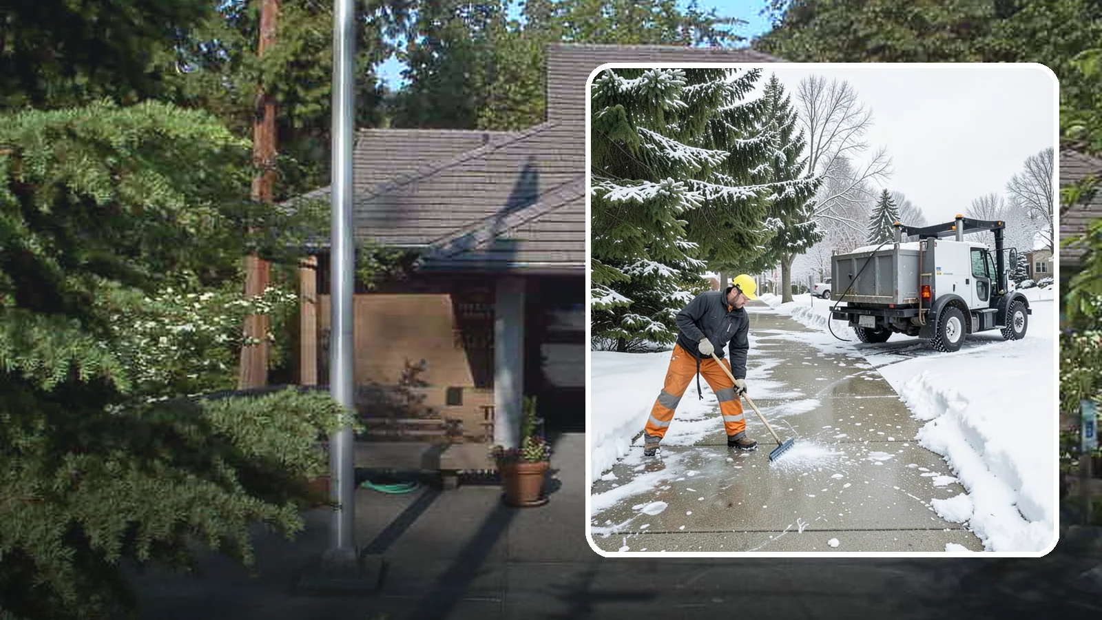 Sidewalk Ice Removal in Yarrow Point, King County, WA - We remove bonded sidewalk ice left by thaw-and-refreeze cycles so walks are truly safe.