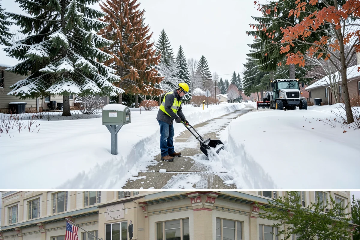 Sidewalk Salting in Anacortes, Skagit County, WA - Sidewalk salting runs strongest through the midwinter freeze window.