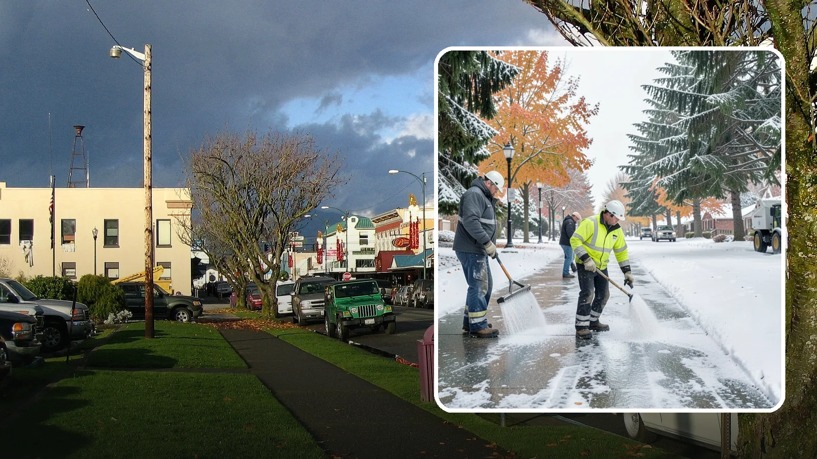 Sidewalk Salting in Arlington, Snohomish County, WA - We salt sidewalks to melt ice and maintain safe footing through typical Western Washington cold.