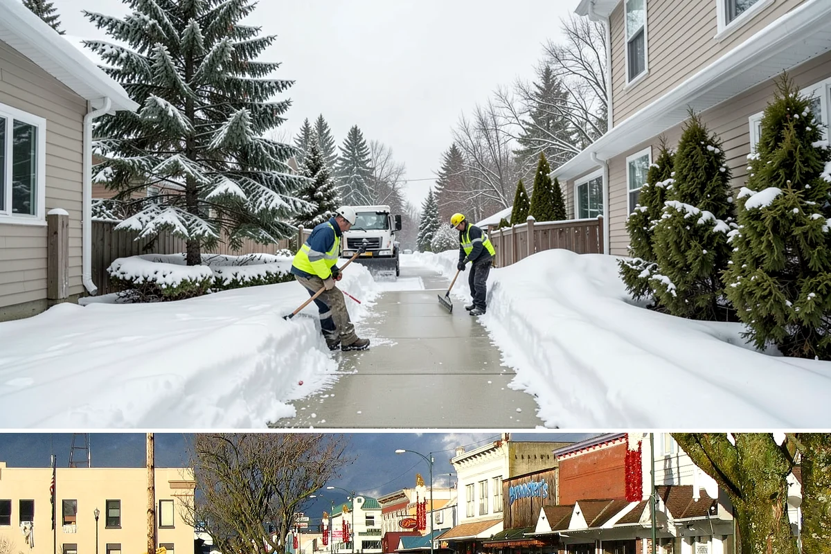 Sidewalk Salting in Arlington, Snohomish County, WA - Sidewalk salting runs strongest through the midwinter freeze window.
