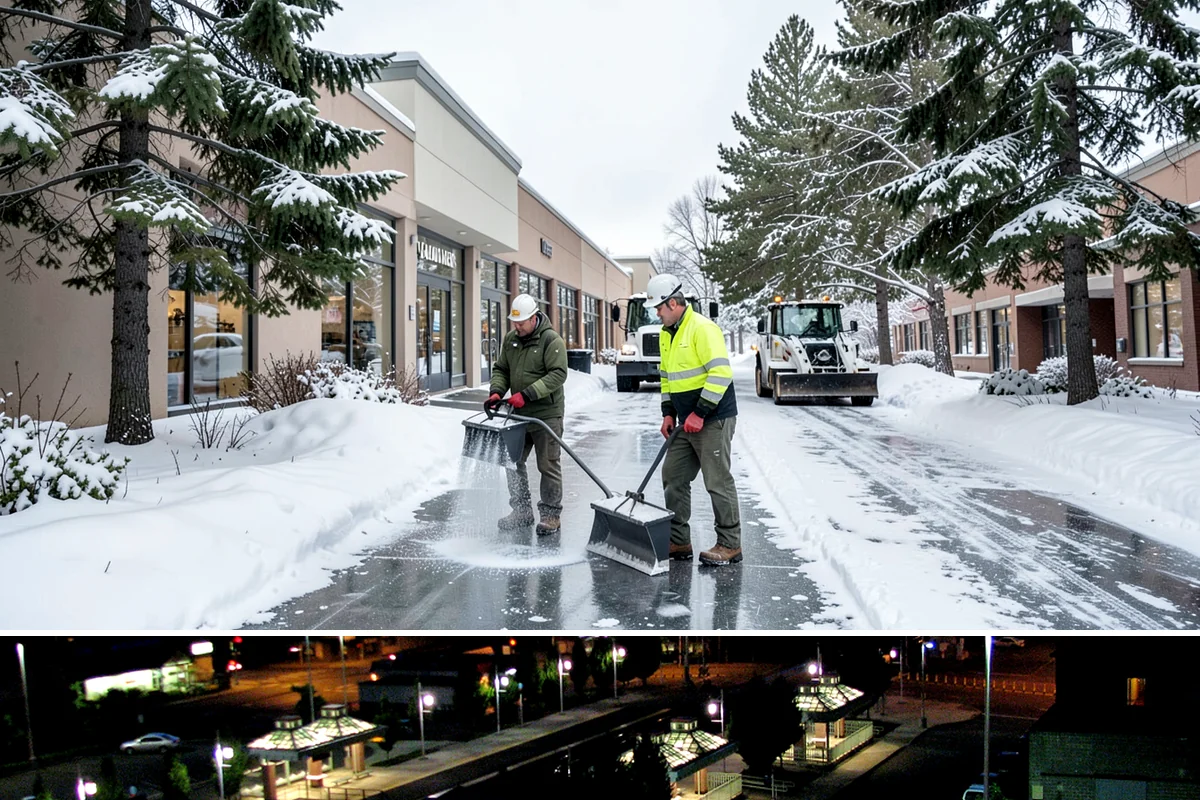 Sidewalk Salting in Auburn, King County, WA - Sidewalk salting runs strongest through the midwinter freeze window.