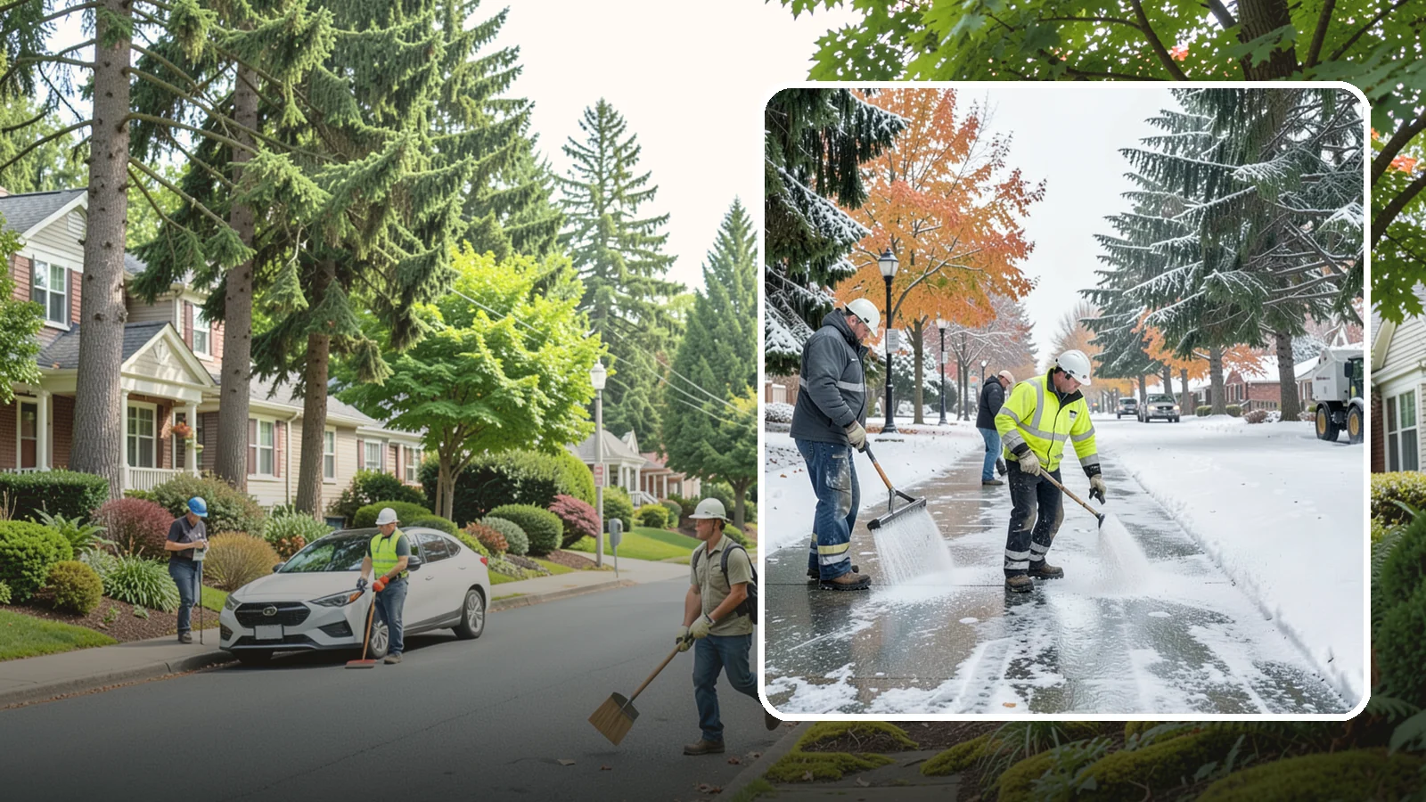 Sidewalk Salting in Beaux Arts Village, King County, WA - We salt sidewalks to melt ice and maintain safe footing through typical Western Washington cold.