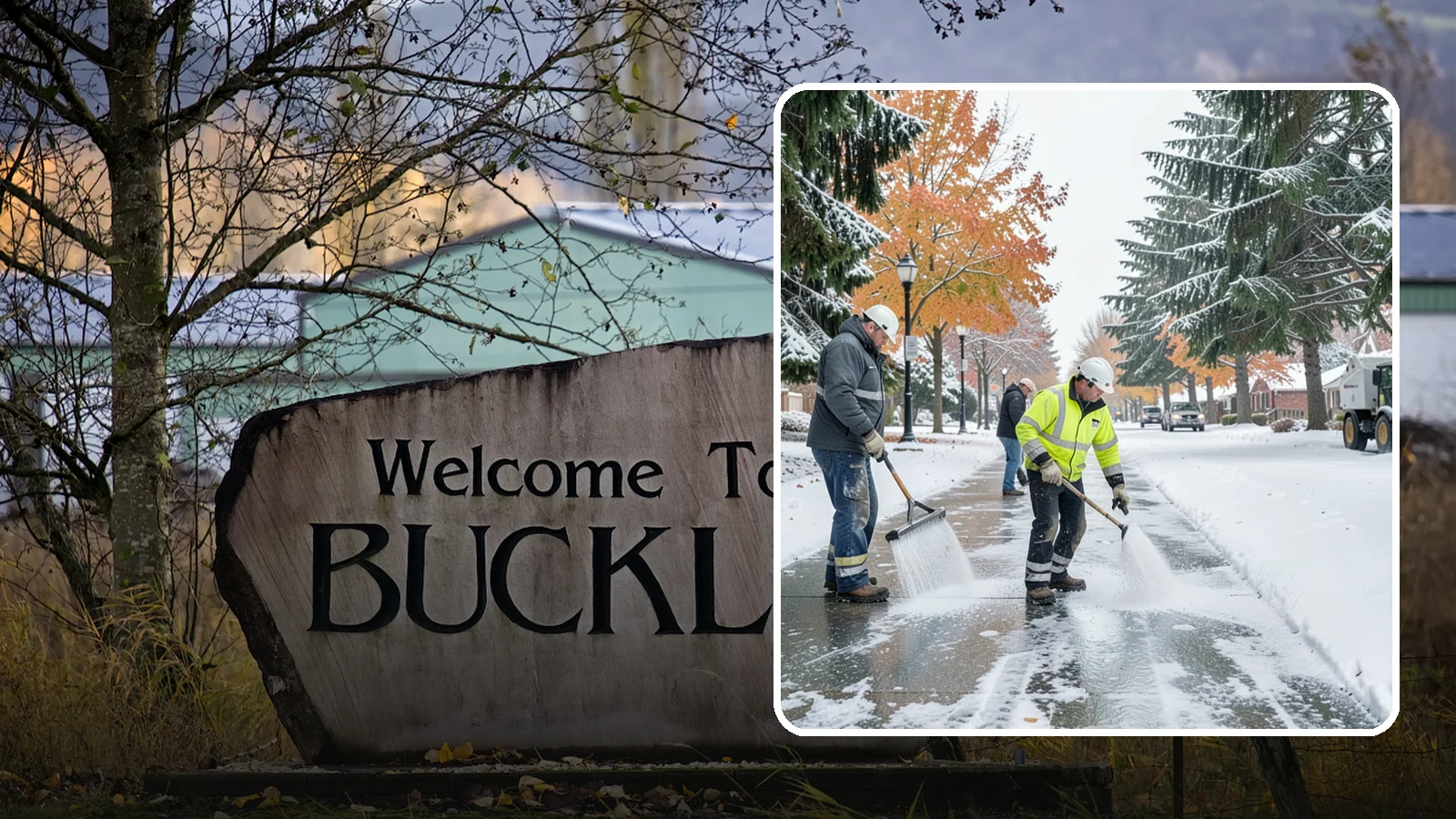 Sidewalk Salting in Buckley, Pierce County, WA - We salt sidewalks to melt ice and maintain safe footing through typical Western Washington cold.
