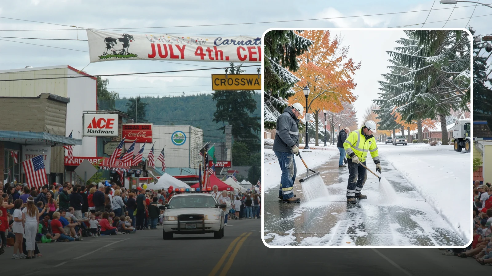 Sidewalk Salting in Carnation, King County, WA - We salt sidewalks to melt ice and maintain safe footing through typical Western Washington cold.